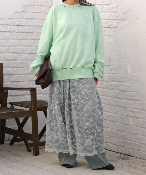 AKTE（アクテ）の「シャビーシックスウェットプルオーバー（スウェット・レディース・ライトグレー/ピンク/ミント・FREE）」の14枚目の写真