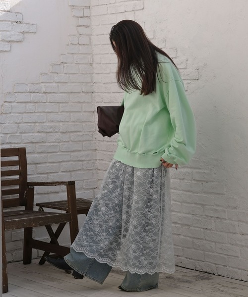 AKTE（アクテ）の「シャビーシックスウェットプルオーバー（スウェット・レディース・ライトグレー/ピンク/ミント・FREE）」の15枚目の写真