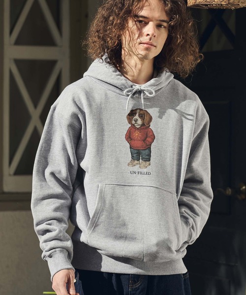 UN-FILLED（アンフィルド）の「mpa4037- UF DOG HOODIE パーカー（ビーグル）(SDUF-2606BGL)（パーカー・メンズ・グレー/ホワイト・XL/L/M）」の3枚目の写真