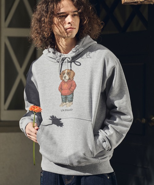 UN-FILLED（アンフィルド）の「mpa4037- UF DOG HOODIE パーカー（ビーグル）(SDUF-2606BGL)（パーカー・メンズ・グレー/ホワイト・XL/L/M）」の4枚目の写真