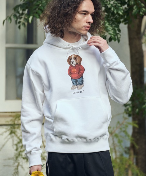 UN-FILLED（アンフィルド）の「mpa4037- UF DOG HOODIE パーカー（ビーグル）(SDUF-2606BGL)（パーカー・メンズ・グレー/ホワイト・XL/L/M）」の8枚目の写真