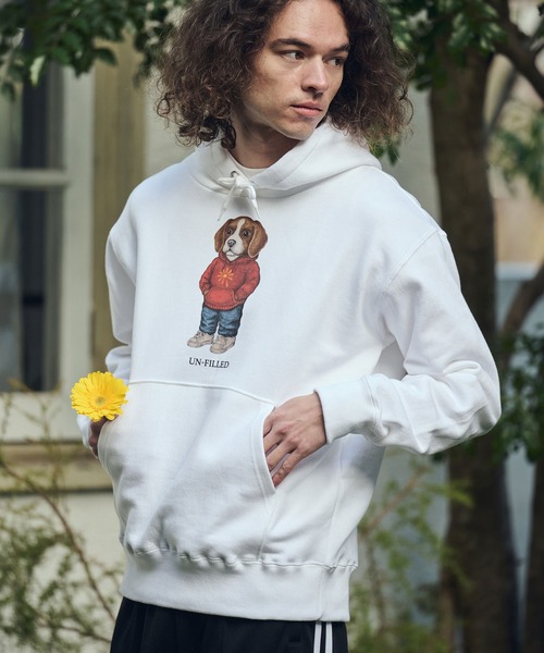 UN-FILLED（アンフィルド）の「mpa4037- UF DOG HOODIE パーカー（ビーグル）(SDUF-2606BGL)（パーカー・メンズ・グレー/ホワイト・XL/L/M）」の9枚目の写真