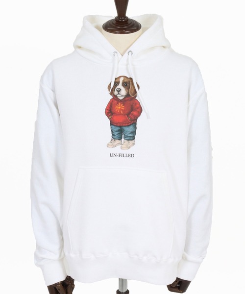 UN-FILLED（アンフィルド）の「mpa4037- UF DOG HOODIE パーカー（ビーグル）(SDUF-2606BGL)（パーカー・メンズ・グレー/ホワイト・XL/L/M）」の13枚目の写真