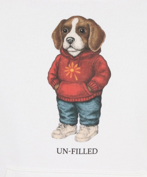 UN-FILLED（アンフィルド）の「mpa4037- UF DOG HOODIE パーカー（ビーグル）(SDUF-2606BGL)（パーカー・メンズ・グレー/ホワイト・XL/L/M）」の15枚目の写真