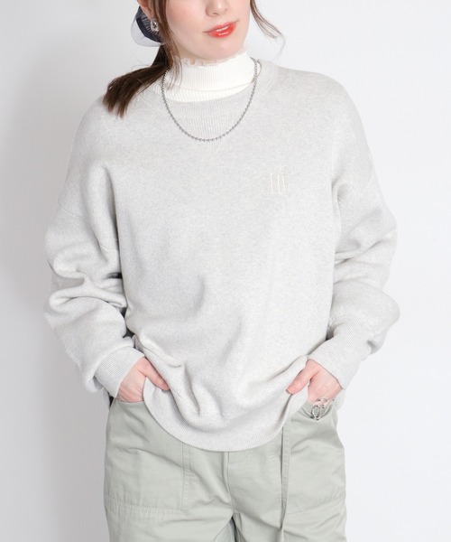cepo（セポ）の「〈セットアップ対応〉スウェットライクニットプルオーバー（ニット/セーター・レディース・オフホワイト/グレー/チャコール/オレンジ・M）」の2枚目の写真