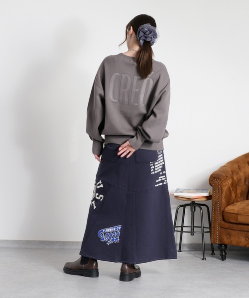 cepo（セポ）の「〈セットアップ対応〉スウェットライクニットプルオーバー（ニット/セーター・レディース・オフホワイト/グレー/チャコール/オレンジ・M）」の5枚目の写真