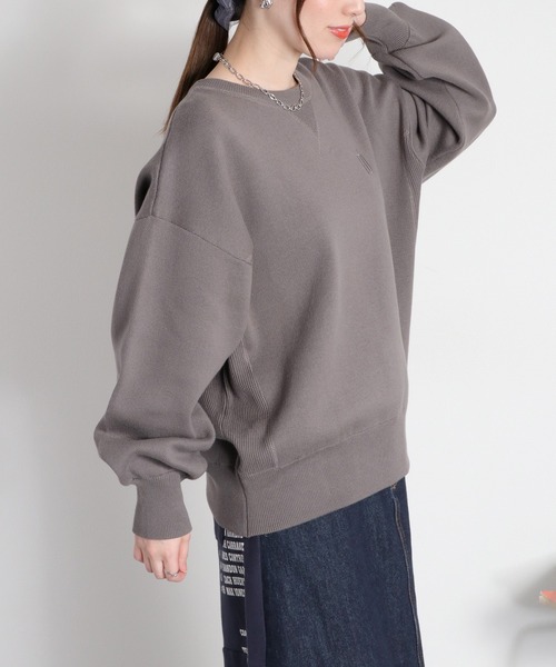 cepo（セポ）の「〈セットアップ対応〉スウェットライクニットプルオーバー（ニット/セーター・レディース・オフホワイト/グレー/チャコール/オレンジ・M）」の13枚目の写真