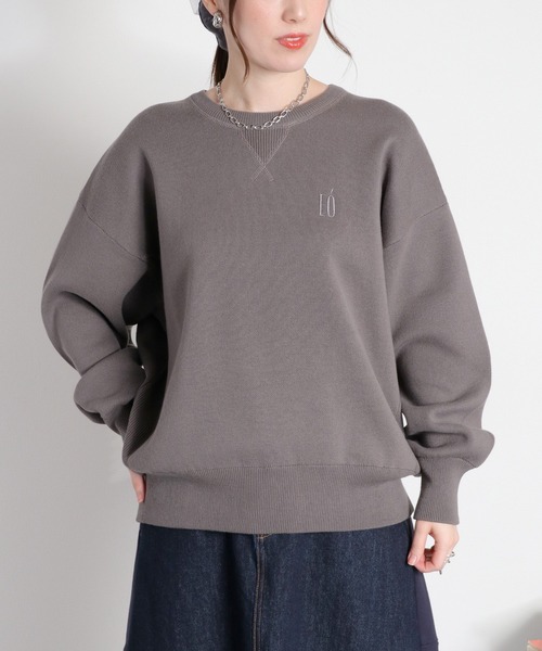 cepo（セポ）の「〈セットアップ対応〉スウェットライクニットプルオーバー（ニット/セーター・レディース・オフホワイト/グレー/チャコール/オレンジ・M）」の9枚目の写真