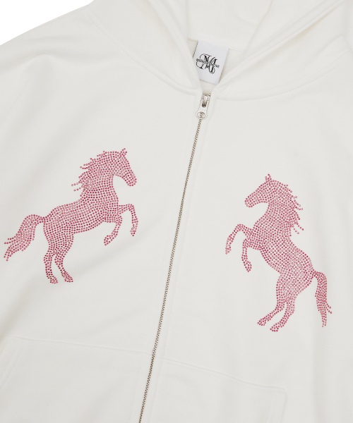Midnight Move（ミッドナイトムーブ）の「horse hood zip up (white)（パーカー・レディース・その他・FREE）」の2枚目の写真