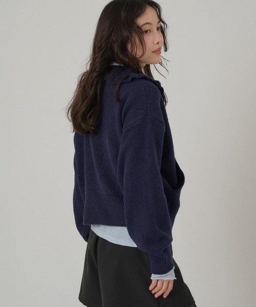 MUHET(ミュエータ)の「wave button frill knit cardigan / ウェーブボタンフリルニットカーディガン(カーディガン/ボレロ・レディース・ネイビー/チャコールグレー/カーキ・FREE)」の10枚目の写真
