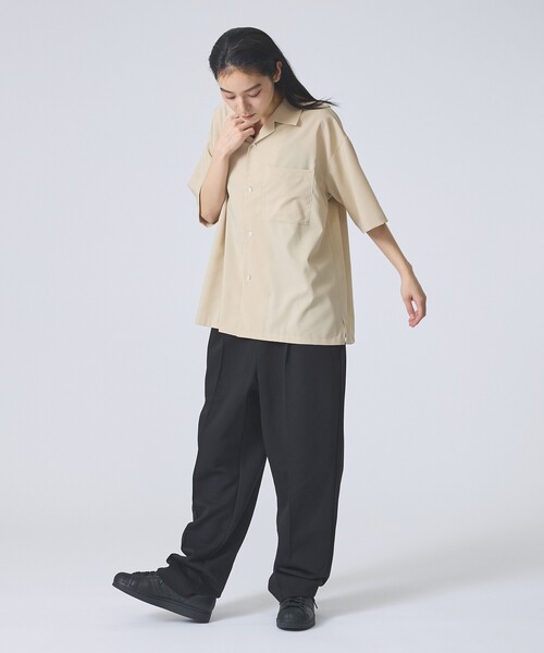 FORTUNA HOMME（フォルトゥナオム）の「【FORTUNA/フォルトゥナ】ECOTECOpenCollarShirts/エコテックオープンカラーシャツ/ユニセックス/【WEB限定】（シャツ/ブラウス・メンズ・ベージュ/ホワイト/ブラック・M/L）」の5枚目の写真