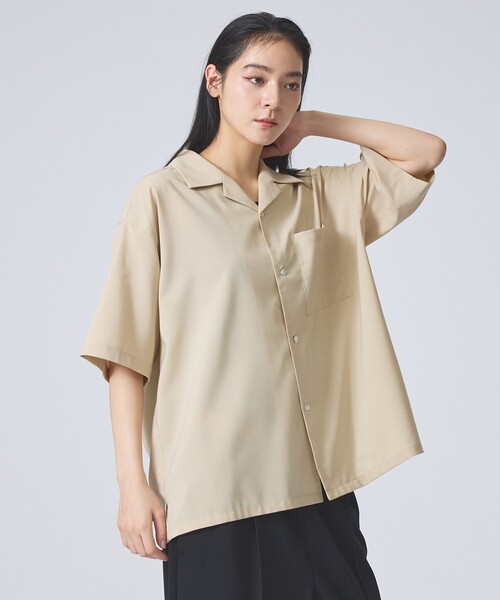 FORTUNA HOMME（フォルトゥナオム）の「【FORTUNA/フォルトゥナ】ECOTECOpenCollarShirts/エコテックオープンカラーシャツ/ユニセックス/【WEB限定】（シャツ/ブラウス・メンズ・ベージュ/ホワイト/ブラック・M/L）」の7枚目の写真