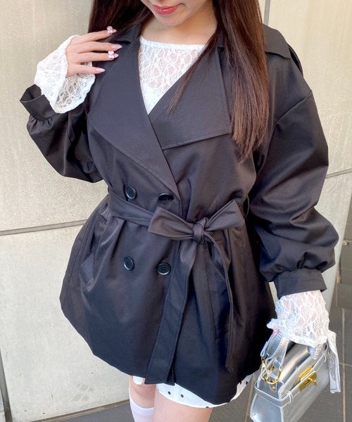 Mejoul(メジュール)の「【26年春夏新作】ボリュームスリーブバックプリーツミドル丈トレンチコート(トレンチコート・レディース・ブラック/アイボリー/ブラウン・F)」の9枚目の写真