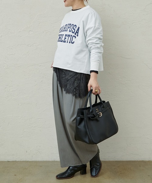 PUAL CE CIN（ピュアルセシン）の「インレイショートプルオーバー（Tシャツ/カットソー・レディース・オフホワイト/ネイビー/ベージュ・FREE）」の9枚目の写真