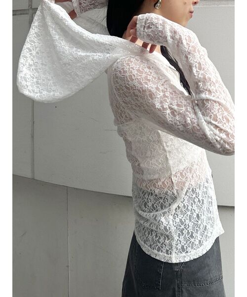 MURUA(ムルーア)の「スウィッチングスリーブレースフーディ(パーカー・レディース・ホワイト/ブラック・FREE)」の12枚目の写真