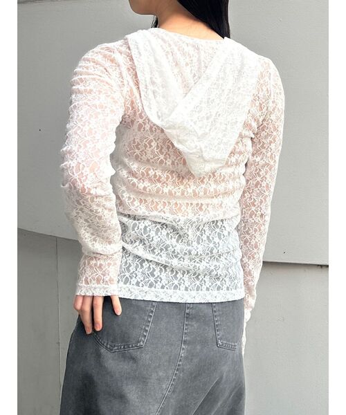 MURUA(ムルーア)の「スウィッチングスリーブレースフーディ(パーカー・レディース・ホワイト/ブラック・FREE)」の13枚目の写真