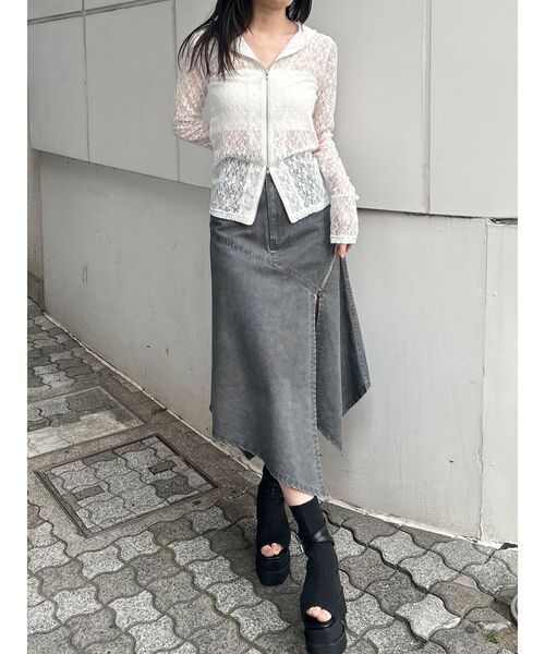 MURUA(ムルーア)の「スウィッチングスリーブレースフーディ(パーカー・レディース・ホワイト/ブラック・FREE)」の14枚目の写真