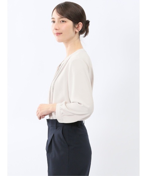 m.f.editorial（エムエフエディトリアル）の「【ストレッチ】m.f.エディトリアル レディース ピンタック 8分袖 プルオーバー ブラウス（シャツ/ブラウス・レディース・ホワイト/ベージュ/ネイビー/ピンク系その他・MEDIUM/LARGE）」の19枚目の写真