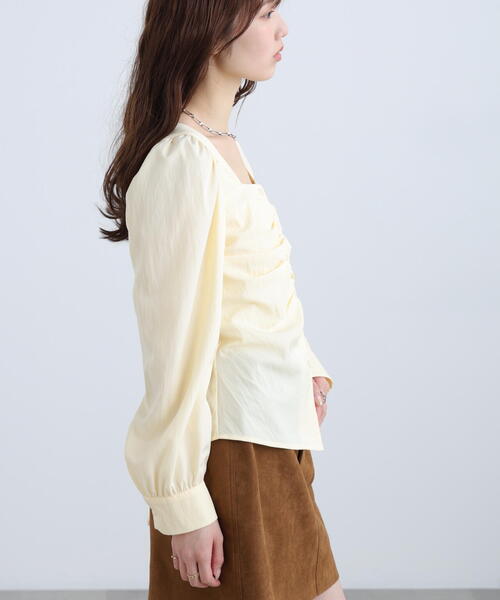 FREE'S MART（フリーズマート）の「フロントギャザースクエアネックブラウス（シャツ/ブラウス・レディース・イエロー/ホワイト/ブルー/ブラック・FREE）」の10枚目の写真