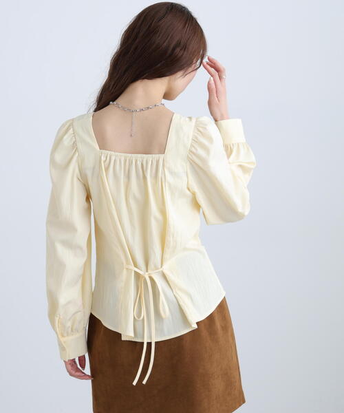 FREE'S MART（フリーズマート）の「フロントギャザースクエアネックブラウス（シャツ/ブラウス・レディース・イエロー/ホワイト/ブルー/ブラック・FREE）」の11枚目の写真
