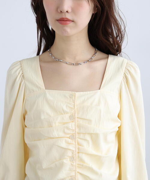 FREE'S MART（フリーズマート）の「フロントギャザースクエアネックブラウス（シャツ/ブラウス・レディース・イエロー/ホワイト/ブルー/ブラック・FREE）」の12枚目の写真