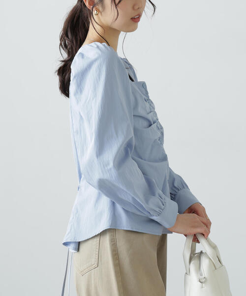 FREE'S MART（フリーズマート）の「フロントギャザースクエアネックブラウス（シャツ/ブラウス・レディース・イエロー/ホワイト/ブルー/ブラック・FREE）」の21枚目の写真