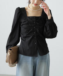 FREE'S MART | フロントギャザースクエアネックブラウス(シャツ/ブラウス)