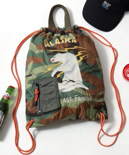 HOUSTON(ヒューストン)の「HOUSTON(ヒューストン)QUILT 2WAY BAG/キルティングナップサック(バックパック/リュック・メンズ・オリーブ系1/オリーブ系2/ブラック系1/グリーン系その他/グリーン系その他2/ブラック系2・FREE)」の3枚目の写真