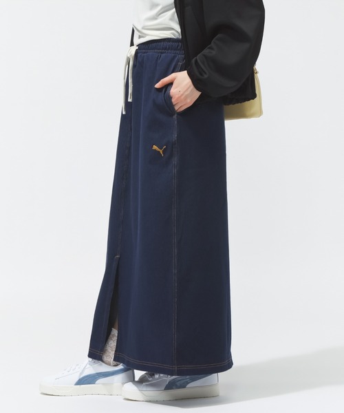 EVISU × PUMA 濃紺 ダーク デニム スカート W30 カモメ刺繍 レギュラーフィット デニムスカート – EVISU