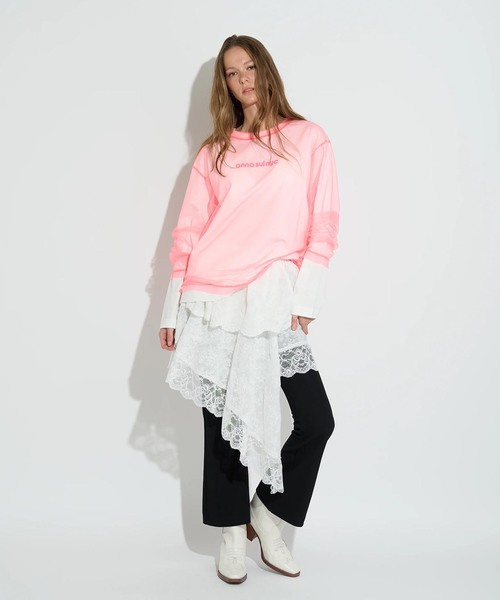 anna sui nyc(アナ スイ エヌ ワイ シー)の「ANNA SUI NYC / アナスイエヌワイシー メッシュレイヤードロングTシャツ(Tシャツ/カットソー・レディース・パープル/ピンク/ブラック・FREE)」の3枚目の写真