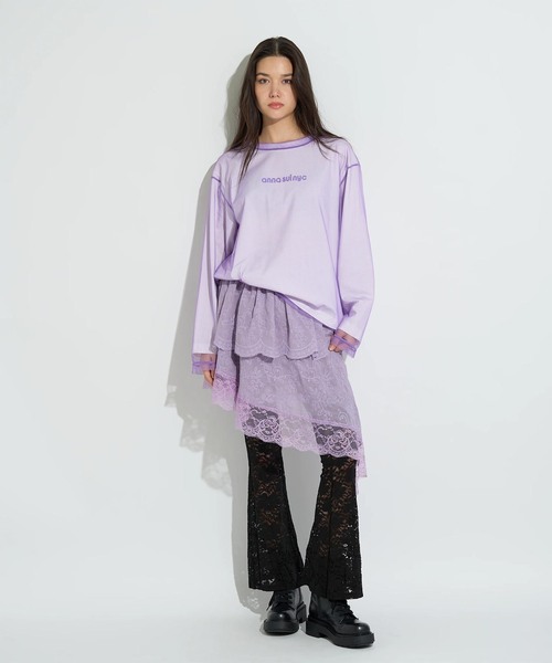 anna sui nyc(アナ スイ エヌ ワイ シー)の「ANNA SUI NYC / アナスイエヌワイシー メッシュレイヤードロングTシャツ(Tシャツ/カットソー・レディース・パープル/ピンク/ブラック・FREE)」の15枚目の写真