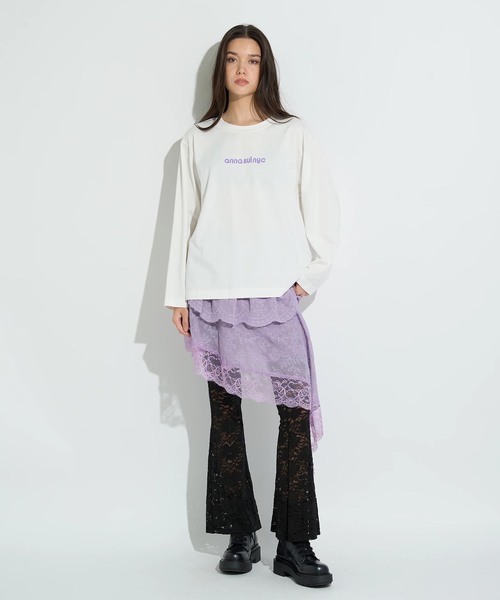 anna sui nyc(アナ スイ エヌ ワイ シー)の「ANNA SUI NYC / アナスイエヌワイシー メッシュレイヤードロングTシャツ(Tシャツ/カットソー・レディース・パープル/ピンク/ブラック・FREE)」の7枚目の写真