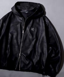 セール】Synthetic Leather Zip Hoodie/フェイクレザー ヴィンテージ