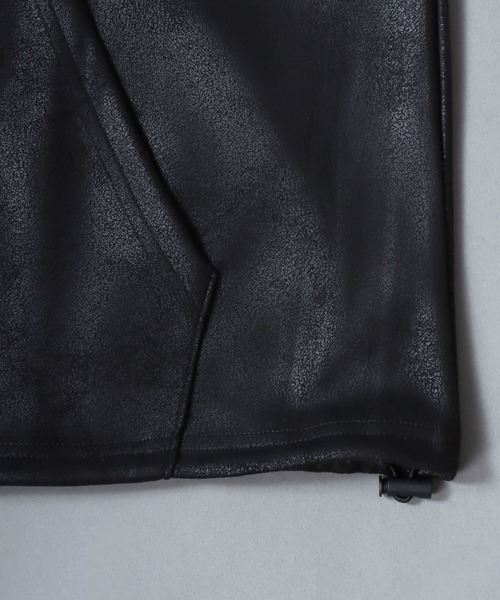SITRY(シトリー)の「Fake Leather Zip Hoodie/オーバーサイズ フェイクレザー スター フラワー ワンポイント刺繍 ドローコード ダブルジップ フルジップパーカー フーディー パーカー(パーカー・メンズ・ブラック/ブラック系その他・M/L)」の14枚目の写真