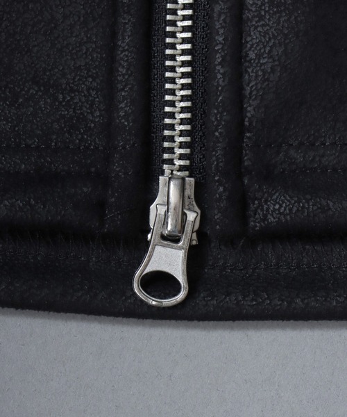 SITRY(シトリー)の「Fake Leather Zip Hoodie/オーバーサイズ フェイクレザー スター フラワー ワンポイント刺繍 ドローコード ダブルジップ フルジップパーカー フーディー パーカー(パーカー・メンズ・ブラック/ブラック系その他・M/L)」の11枚目の写真