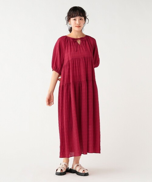 BEAMS HEART（ビームスハート）の「ワッシャー ティアードワンピース（ワンピース・レディース・ホワイト/レッド/ブラウン/ブラック・FREE）」の12枚目の写真