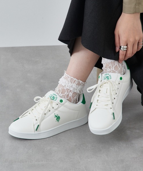 U.S. POLO ASSN.(ユーエスポロアッスン)の「【U.S. POLO ASSN.】ベーシックワンポイントコートスニーカー(スニーカー・レディース・ベージュ/ホワイト/ホワイト×グリーン/ブラック/ホワイト系その他2・22.5cm/23cm/23.5cm/24cm/24.5cm)」の3枚目の写真
