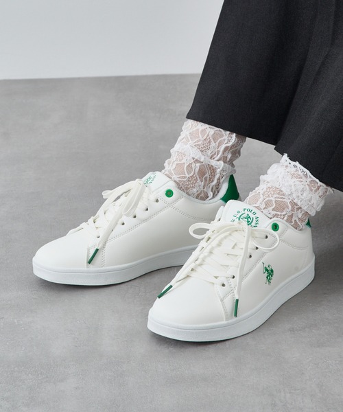 U.S. POLO ASSN.(ユーエスポロアッスン)の「【U.S. POLO ASSN.】ベーシックワンポイントコートスニーカー(スニーカー・レディース・ベージュ/ホワイト/ホワイト×グリーン/ブラック/ホワイト系その他2・22.5cm/23cm/23.5cm/24cm/24.5cm)」の13枚目の写真