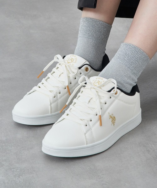 U.S. POLO ASSN.(ユーエスポロアッスン)の「【U.S. POLO ASSN.】ベーシックワンポイントコートスニーカー(スニーカー・レディース・ベージュ/ホワイト/ホワイト×グリーン/ブラック/ホワイト系その他2・22.5cm/23cm/23.5cm/24cm/24.5cm)」の6枚目の写真