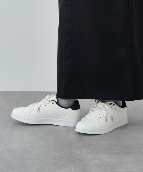 U.S. POLO ASSN.(ユーエスポロアッスン)の「【U.S. POLO ASSN.】ベーシックワンポイントコートスニーカー(スニーカー・レディース・ベージュ/ホワイト/ホワイト×グリーン/ブラック/ホワイト系その他2・22.5cm/23cm/23.5cm/24cm/24.5cm)」の8枚目の写真