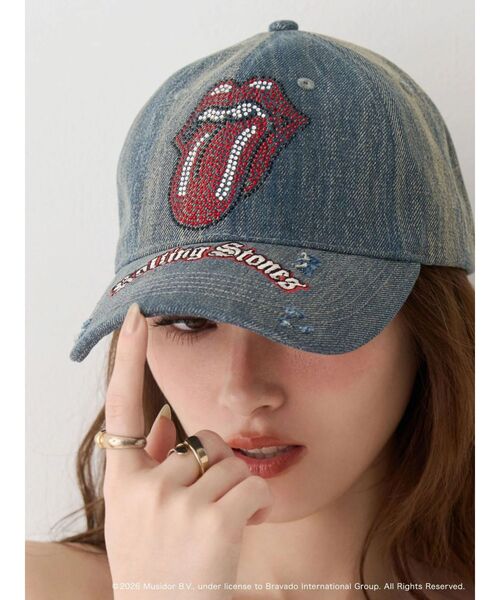 EVRIS（エヴリス）の「【ザ・ローリング・ストーンズ】ラインストーンCAP（キャップ・レディース・ブラック/ブルー・FREE）」の2枚目の写真