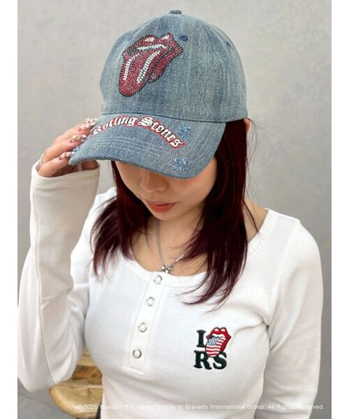 EVRIS（エヴリス）の「【ザ・ローリング・ストーンズ】ラインストーンCAP（キャップ・レディース・ブラック/ブルー・FREE）」の5枚目の写真