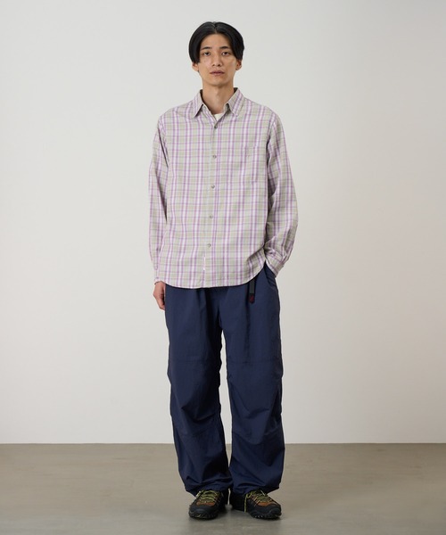 Gramicci（グラミチ）の「CHECKERED OMBRE SHIRT / チェッカードオンブレシャツ Gramicci グラミチ（シャツ/ブラウス・メンズ・ブルー/パープル/マスタード・S/M/L/XL/XXL）」の4枚目の写真