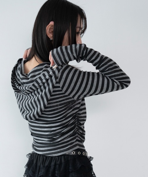 WEGO(ウィゴー)の「WEGO/【26年春新作】ヘンリーネックフードロンT(Tシャツ/カットソー・レディース・杢グレー/グレー系その他5・FREE)」の12枚目の写真