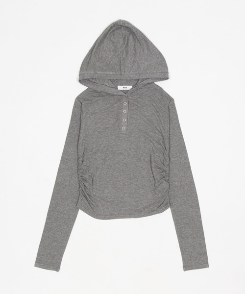 WEGO(ウィゴー)の「WEGO/【26年春新作】ヘンリーネックフードロンT(Tシャツ/カットソー・レディース・杢グレー/グレー系その他5・FREE)」の16枚目の写真