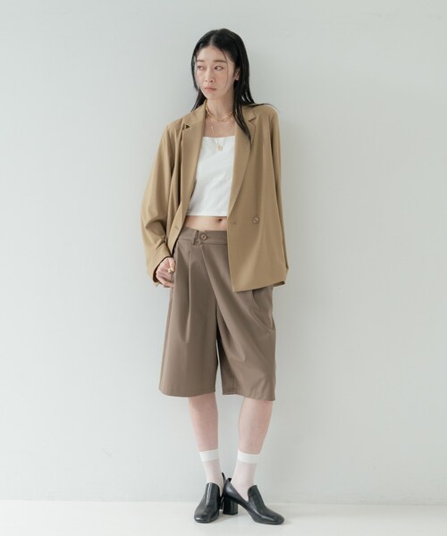 GALLEST(ギャレスト)の「バミューダパンツ【セットアップ可能/UVカット/接触冷感】(その他パンツ・レディース・ダークブラウン/ブラック・38)」の10枚目の写真