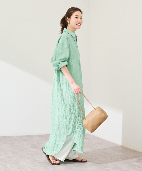 FRAMeWORK(フレームワーク)の「ワッシャーストライプシャツドレス(シャツワンピース・レディース・ネイビー/グリーン・38/36)」の5枚目の写真