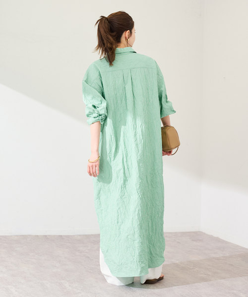 FRAMeWORK(フレームワーク)の「ワッシャーストライプシャツドレス(シャツワンピース・レディース・ネイビー/グリーン・38/36)」の6枚目の写真