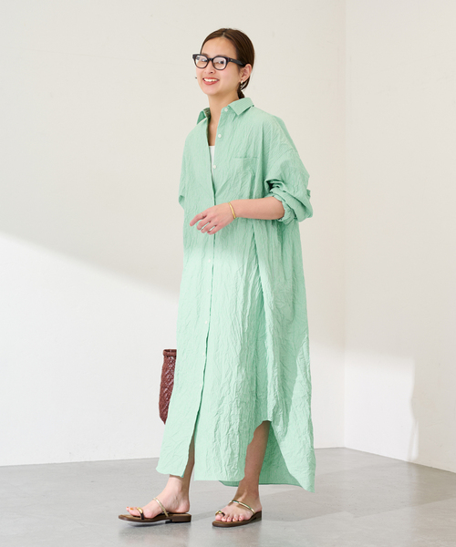 FRAMeWORK(フレームワーク)の「ワッシャーストライプシャツドレス(シャツワンピース・レディース・ネイビー/グリーン・38/36)」の11枚目の写真