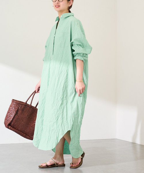 FRAMeWORK(フレームワーク)の「ワッシャーストライプシャツドレス(シャツワンピース・レディース・ネイビー/グリーン・38/36)」の12枚目の写真